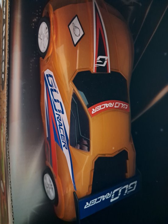 Playtive Glow race auto - met 3 licht- en geluidseffecten - Terugtrekmechanisme - op Batterijen - Oranje auto van Playtive