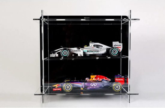 Plexiglas vitrine voor 2 x 1:18 schaalmodel ook voor wandbevestiging van Bburago