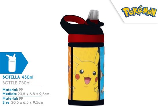 Pokemon Drinkfles 473ml. - Pikachu - Squirtel - Charmander - Schoolfles - Lunchfles - Beker van Pokémon