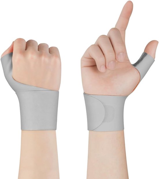Pols- en duimsteun, 2 stuks duimsteun bracelaag, ademende en verstelbare duimcompressie mouwbeschermer voor sport, grijs oranje