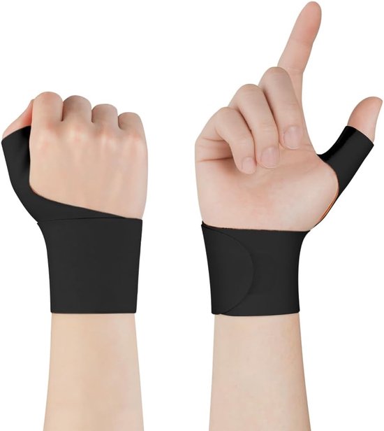 Pols- en duimsteun, 2 stuks duimsteun bracelaag, ademende en verstelbare duimcompressie mouwbeschermer voor sport, zwart oranje