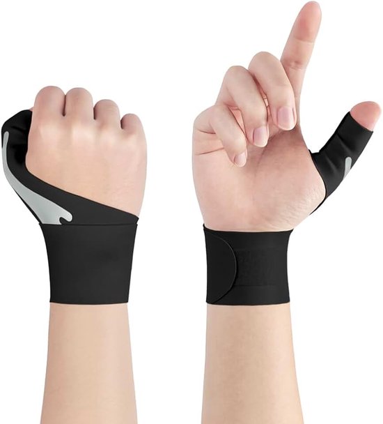 Pols- en duimsteun, 2 stuks duimsteun bracelaag, ademende en verstelbare duimcompressie mouwbeschermer voor sport, zwart