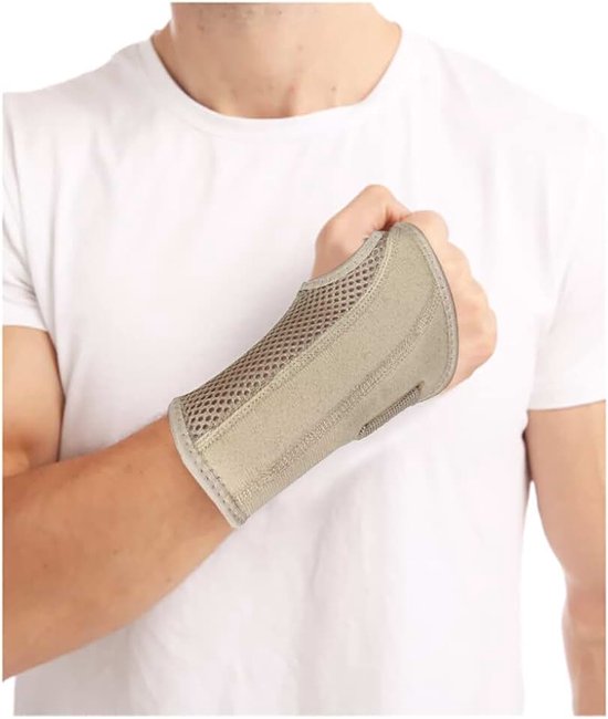 Polsbandage met ondersteuning, verstelbare en ademende polssteun, comfortabele stabilisatie voor sport, werk en dagelijks gebruik (links, gekleurd, S)