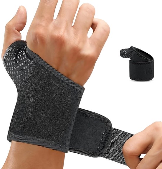 Polsbandage met zachte duimopening, polssteun voor dames en heren, verstelbaar, voor sport, werk, slaap, ademend