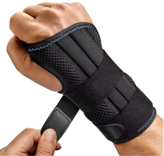 Polsbandage, verstelbare polsbandage fitness voor mannen en vrouwen, met klittenbandsluiting, polssteun met metalen railstabilisator voor artritis, sportbescherming (S/M, rechterhand)
