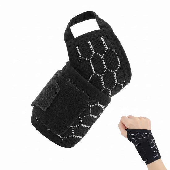 Polsbandage voor carpaal tunnel en peesontsteking, verstelbare en ademende polssteun voor pijnverlichting, polsspalk voor sport, fitness, sportschool en dagelijks gebruik, zwart, 1 stuk