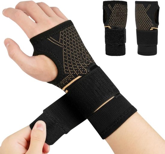 Polsbandage voor peesontsteking met verstelbare riemen, 1 paar, maat L