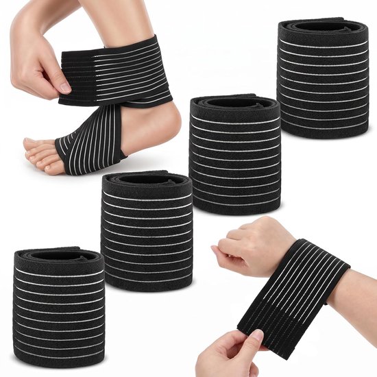 Polsbandages en steunbandage enkels, set van 4 elastische bandages