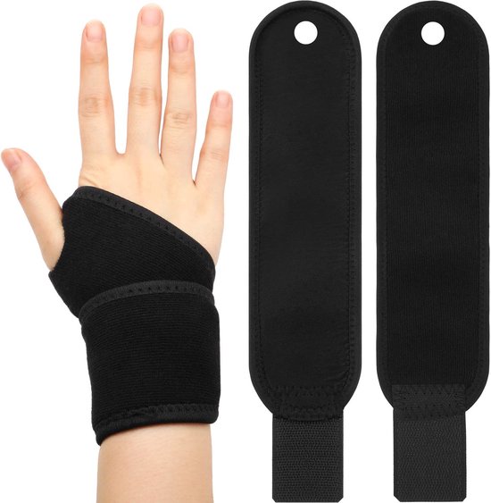Polsbandjes, ademende polsband voor sport, bescherm je handen, eenheidsmaat voor heren, dames en kinderen, linker- of rechterhand (zwart)