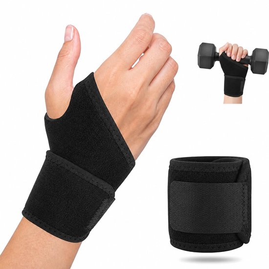 Polsbrace met instelbare compressie – Verlicht pijn bij peesschedeontsteking, artritis & gewrichtsinstabiliteit | Ergonomisch, ademend & links/rechts bruikbaar | Zwarte sportpolssupport