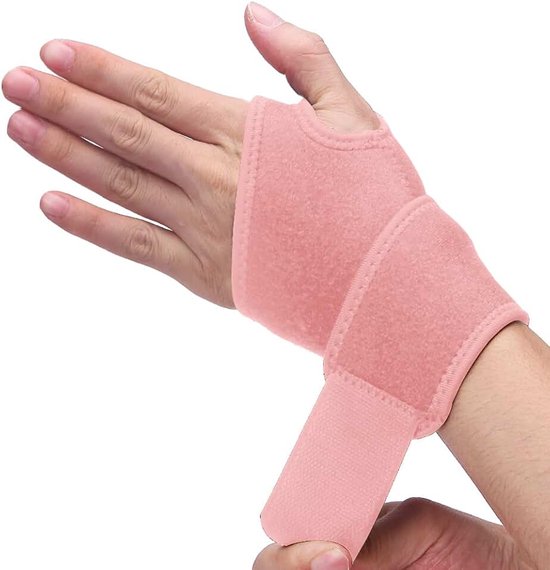 Polsbrace voor carpale tunnel, ademende en verstelbare polssteunbrace voor artritis en tendinitis, polscompressieomslag voor pijnverlichting, eenheidsmaat past op linker- of rechterhand – enkele (roze
