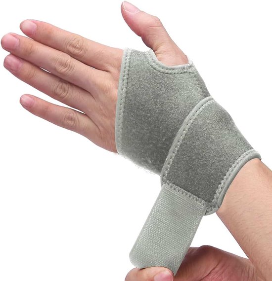 Polsbrace voor carpale tunnel, ademende en verstelbare polssteunbrace voor artritis en tendinitis, polscompressieomslag voor pijnverlichting, eenheidsmaat voor linker- of rechterhand - enkel (grijs)