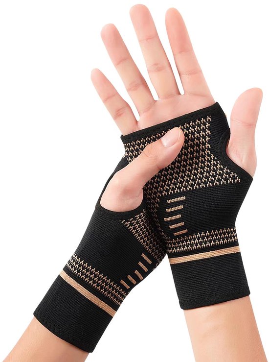 polscompressiehulzen, 1 paar, voor carpaal tunnels, artritis, pijnbestrijding, polsbandage met duimlus voor Deman en mannen (M)