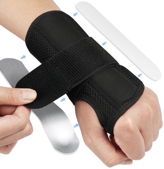 Polsspalk-brace, Adjustable Wrist Support Brace Left, Carpale Tunnel Polsbrace met Afneembare Metalen Spalkstabilisator, Metalen polsspalk voor hand, voor Artritis, Tendinitis, Sport, L