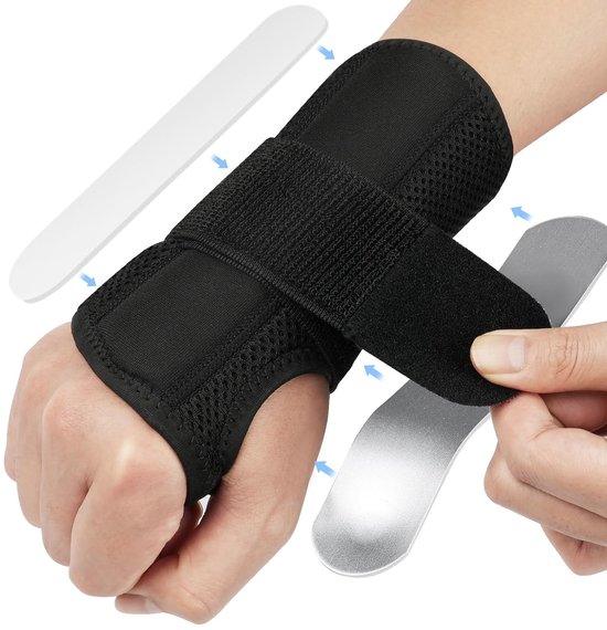 Polsspalk-brace, Adjustable Wrist Support Brace Rechter hand, Carpale Tunnel Polsbrace met Afneembare Metalen Spalkstabilisator, Metalen polsspalk voor hand, voor Artritis, Tendinitis, L