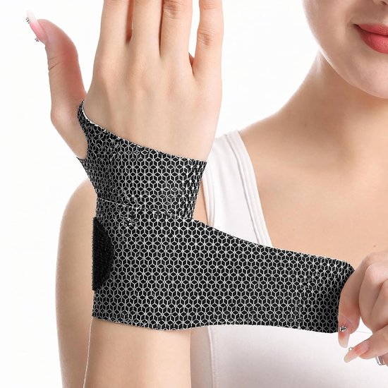 Polsspalk rechts en links, ademende polsbrace van polyester, elastische polssteun voor peesontsteking en carpaal kanaal, sportpolsband, eenheidsmaat, zwart (2 stuks)