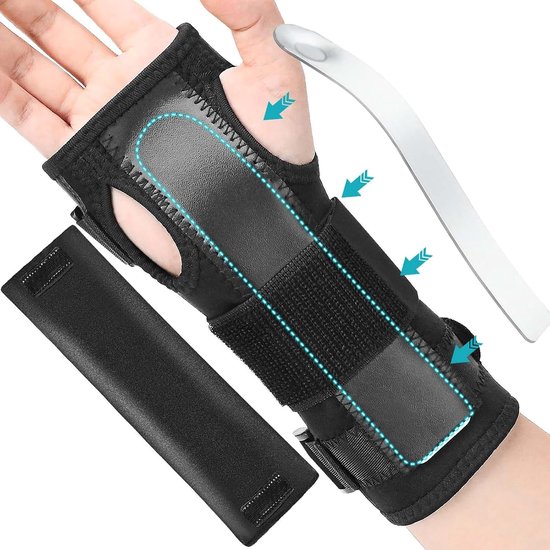 polsspalk voor de rechter/linkerhand, polssteun met aluminiumspalk en zachte bekleding voor carpale tunnel, artritis, peesontsteking, verstuiking (1, S)