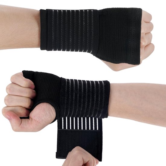 Polssteun, 2 stuks ademende polssteun brace, elastische polssteun met band, polscompressie wrap, verstelbare polsband voor het verlichten van pijn door carpale tunnel, fracturen, verstuikingen
