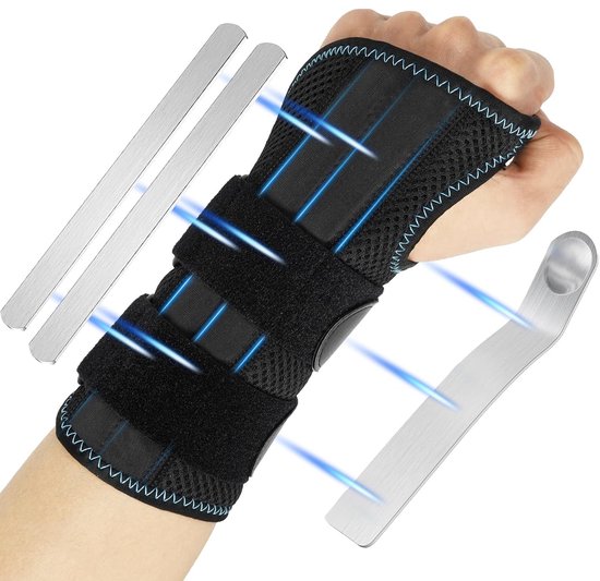 polssteun met 3 metalen spalkstabilisatoren, carpale tunnelbandage rechts ter verlichting van tendinitis artritispijn in de carpale tunnel (Left, L/XL)