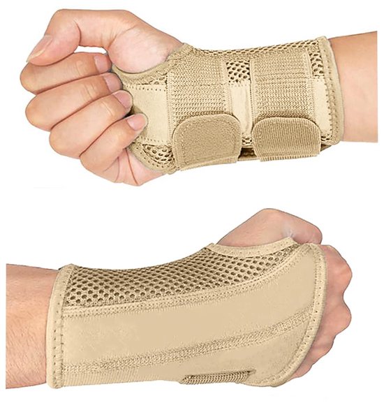 Polssteun met metalen rail, verstelbare ademende polsrail, polsbandage voor verstuikingen, RSI artritis en peesschedeontsteking