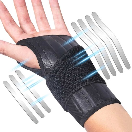 Polssteun Met Metalen Spalk, Comfortabele Polsbandage, 19-24 Cm (M, Links)