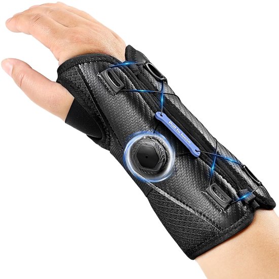 Polssteun, verstelbare dag-nacht-polsspalk met metalen railstabilisator, elastische polsbandage ontlasting voor carpaal tunnel, tendinitis, artritis, pijn