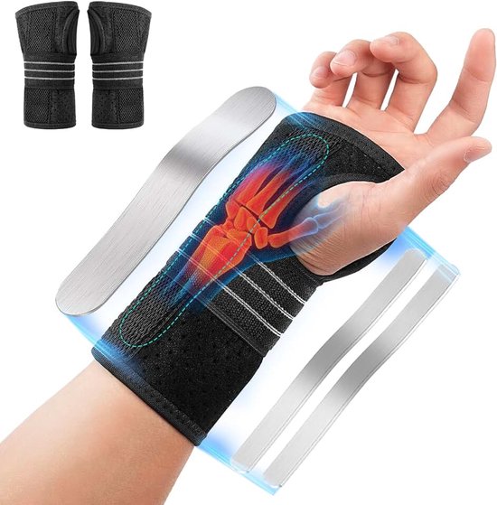 Polssteun voor carpale tunnel met 3 aluminium platen, tendinitis en gevoerde artritis om de carpale tunnel te helpen en polspijn te verlichten en te behandelen