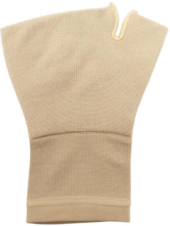 polssteunhuls voor artritis en carpaal tunnelverlichting, vingerloos ontwerp, ademende elastische brace voor mannen en vrouwen (Beige, groot)