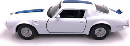 Pontiac Firebird (Wit/Blauw) (10 cm) 1/34 Welly Nex {Modelauto - Schaalmodel - Modelauto - Miniatuurauto - Miniatuur autos} van Welly