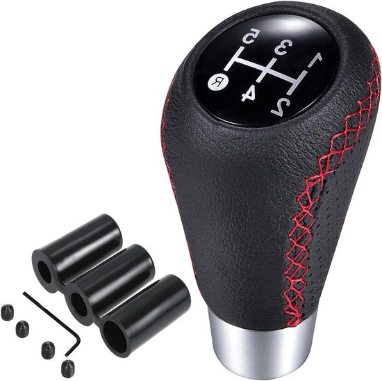 Pookknop 5 Versnellingen - Handgeschakelde Pook - Auto Interieur Upgrade - Universele Pasvorm - 3 Adapters - Rood