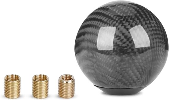 Pookknop Auto - Schakelhendel Balvorm - Rijcomfort Verbeteren - Koolstofvezel Textuur - Universeel 8/10/12mm - Zwart