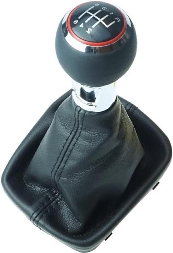 Pookknop met Frame - Schakelzak Set - Auto Interieur - 6 Versnellingen - Standaard - Zwart Rood