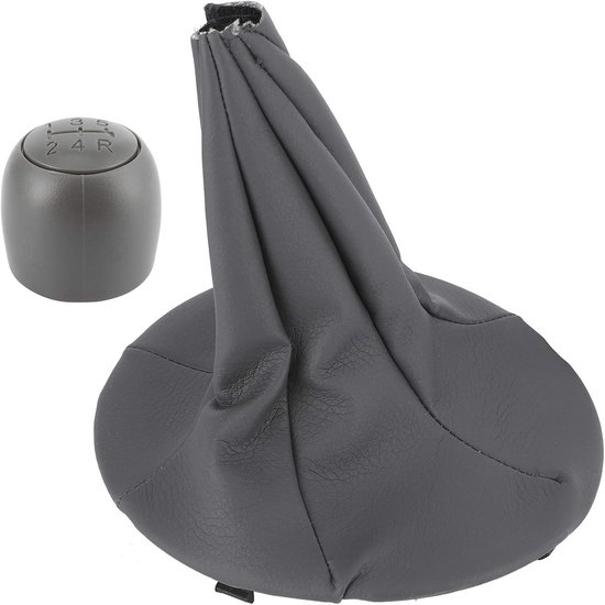Pookknop Schakelhoes - Versnellingspook - Auto Interieur - 5 Versnellingen Gegraveerd - 21x4 cm - Grijs