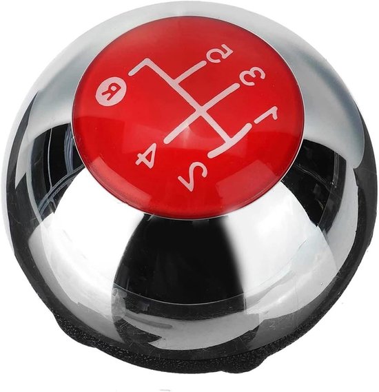 Pookknop Versnellingspook - Handgreep Schakelpook - Comfortabel Schakelen - 5 Snelheden Design - 47mm Hoog - Rood Zilver