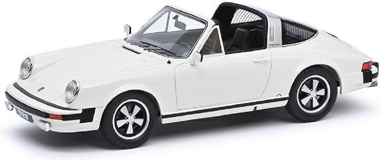 Porsche 911 Targa uit 1977 in wit. Schuco Pro R18 S00257 van Merkloos