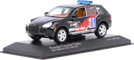 Porsche Cayenne Turbo IMSA Medical Car ALMS 2003 - 1 of 1440pcs. (Zwart) (10cm) 1/43 MiniChamps - Modelauto - Schaalmodel - Model auto - Miniatuurautos - Miniatuur auto van Porsche