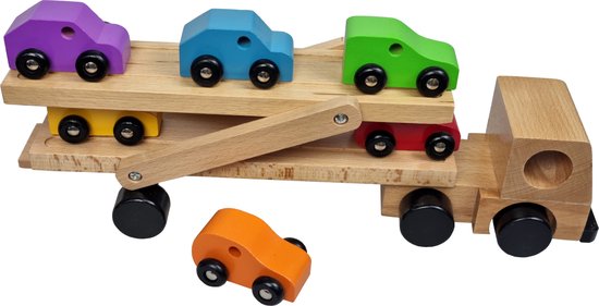 Primi Passi - Autotransportwagen - Educatief Houtenspeelgoed - 18 maanden van Merkloos