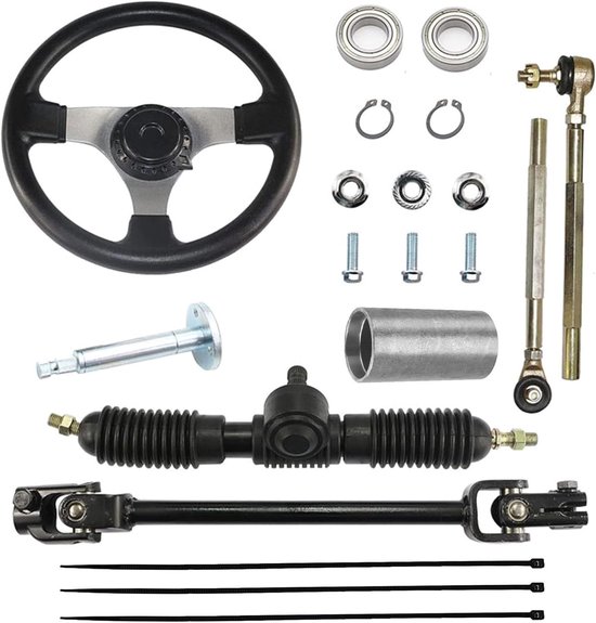 PRO BAT 300mm/11.8'' Stuurwiel Staal Kit 320mm/12.6'' Gear Rack Pinion Verstelbare As Set Vervanging voor 110cc Go Kart Golf Buggy UTV van pro