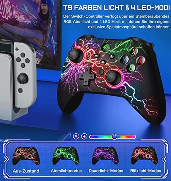 Pro Controller voor Switch met Programmeerbare Achterknoppen en Flitsende Lichten - 1000mAh van Merkloos