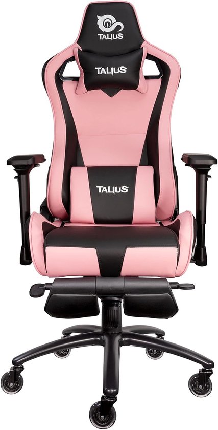 Professionele gamestoel - Comfortabele bureaustoel - Langdurig gamen - Verstelbare voetensteun - 47 x 74 x 143 cm - Roze