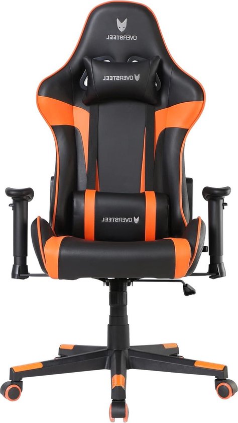 Professionele Gaming Stoel Kunstleer 2D Armleuningen In Hoogte Verstelbaar Rugleuning 180º Gaszuiger Klasse 3 Tot 120kg Oranje - Verstelbare Armleuningen Inclusief Gaming chair van TecTake