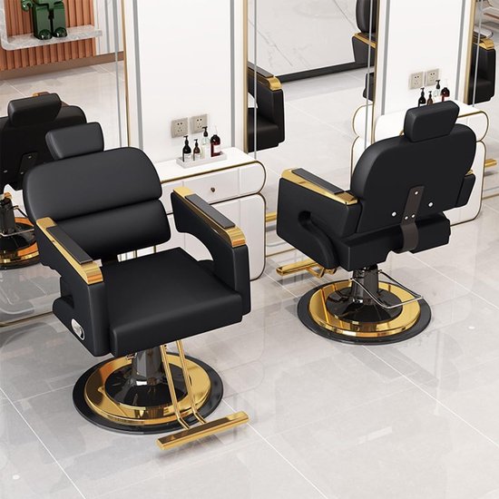 Professionele Verstelbare Kappersstoel Verona 360° Draaibaar met Hydraulische Hoogteverstelling, Kantelbare Rugleuning 90-135°, Comfortabele Armleuningen en Stevig Stalen Frame voor Kapsalon, Barbershop, Beautysalon en Thuisgebruik