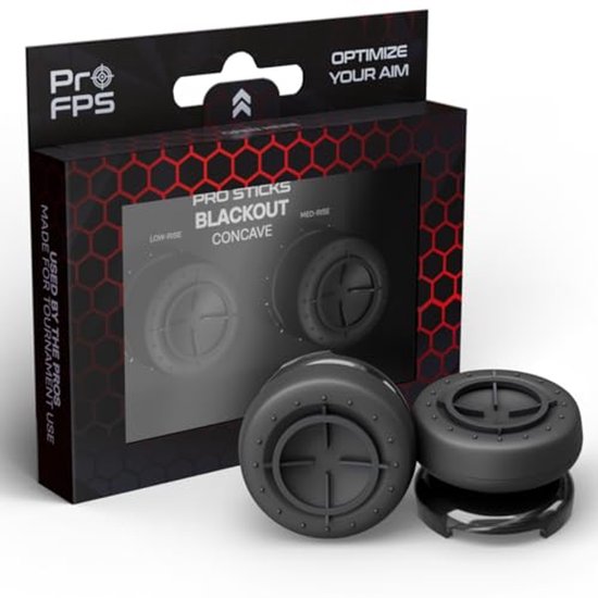 ProFPS Thumbsticks voor PS5 & PS4 – Blackout Edition – 2 Stuks: 1x Concave Low-Rise + 1x Concave Medium-Rise – Grip & Precisie voor FPS – eSports Aim Assistant – Antislip Rubber – Gaming Accessoire van ProFPS