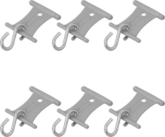 ProPlus Tentrail hangers met S-haak - Ø 5-8 mm - Set van 6 stuks - Grijs/Staal van ProPlus