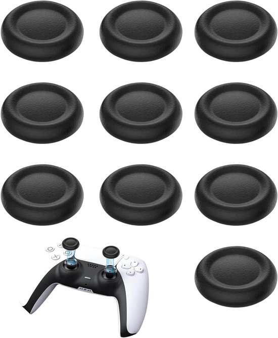 PS5 Joystick-pads set van 10 stuks, zwart, eenvoudig te installeren, beschermt je joysticks, brede compatibiliteit met PS4/PS5/PS5 Edge-controllers.