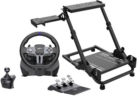 PXN - Sim Racing Starterspack - V9 Gen 2 & A10 - Racestuur - Pedalen & Shifter - Wheelstand - Geschikt voor PS4 / PS3 / PC / Switch / XBOX X/S - 900 / 270 graden - Inklapbaar - Met APP van Merkloos