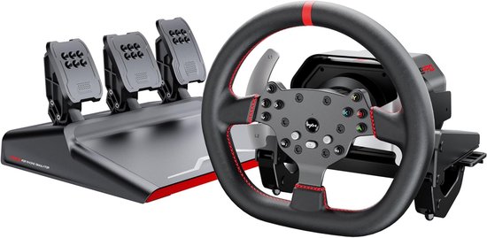 PXN - V10 Pro - Race Stuur - Met Pedalen en Shifter - Force Feedback - 270/900° - Game Stuur - Geschikt voor - PS4 - PS5 - Xbox One - Xbox Series X|S - PC - Met App van PXN