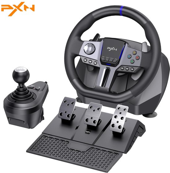 PXN V9 Gen 2 Gaming Racesturen - Met Pedalen en Shifter Gaming stuurwiel - 270/900°- Race Stuur- Geschikt voor PS4 - Xbox One - PC - Xbox Series X|S - PS3 - Met App van Merkloos
