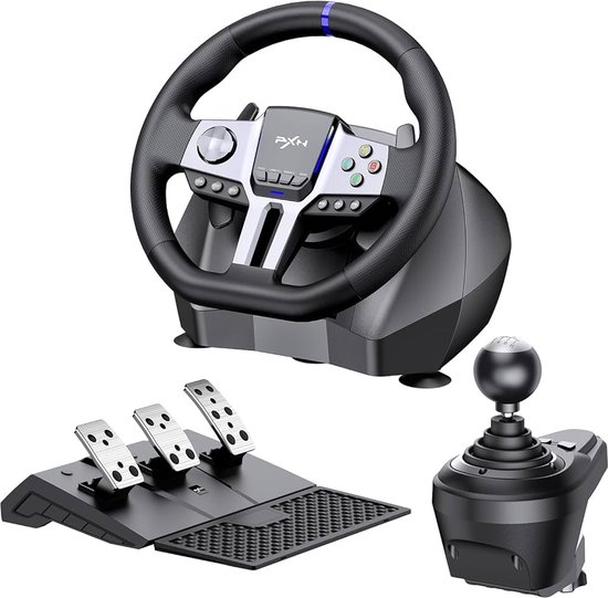 PXN - V9 Gen 2 - Race Stuur - Met Pedalen en Shifter - 270/900°- Game Stuur - Geschikt voor PS4 - Xbox One - PC - Xbox Series X|S - PS3 - Nintendo Switch - Met App van PXN