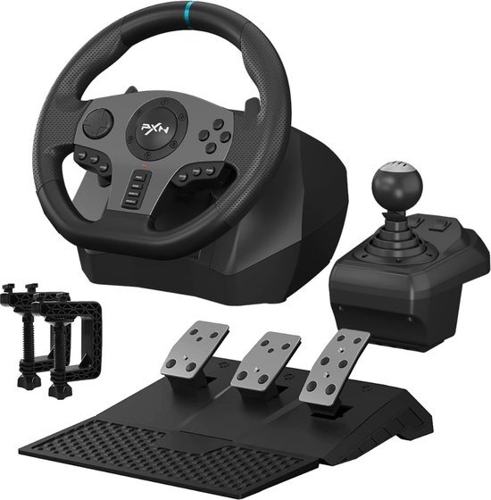 PXN - V9 - Race Stuur - Met Pedalen en Shifter - 270/900°- Game Stuur - Geschikt voor PS4 - Xbox One - PC - Xbox Series X|S - PS3 - Nintendo Switch - Met App van PXN